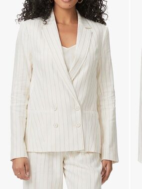 Paige Rosette Stripe Linen Double-Breasted Blazer - Women